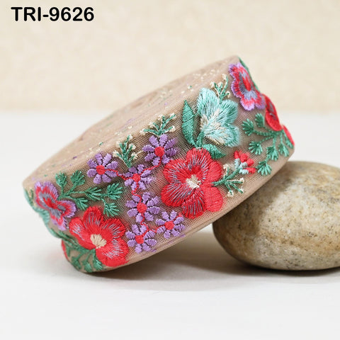 9 Yard Embroidery Ribbons 5cm Trim DIY Crafting Hair Accessories Sari Border Wedding Sewing Dress Indian Embroidered Embellishment Trimmings