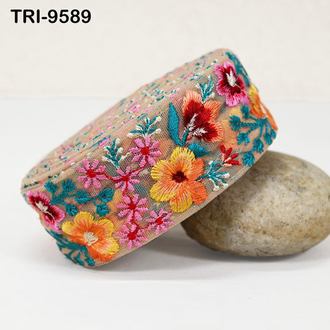 3 Yard Embroidery Ribbons Trim DIY Crafting Hair Accessories Sari Border Wedding Sewing Dress Indian Embroidered Embellishment Trimmings 5cm