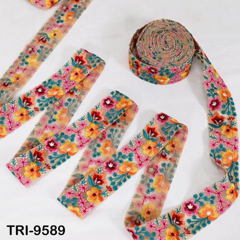 9 Yard Embroidery Ribbons Trim 5cm DIY Crafting Hair Accessories Sari Border Wedding Sewing Dress Indian Embroidered Embellishment Trimmings