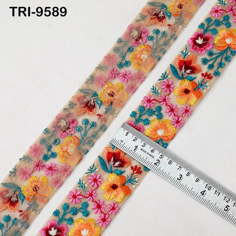 3 Yard Embroidery Ribbons Trim DIY Crafting Hair Accessories Sari Border Wedding Sewing Dress Indian Embroidered Embellishment Trimmings 5cm