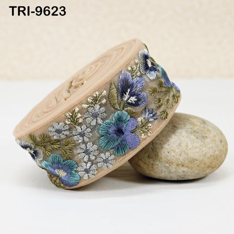 9 Yard Embroidery Ribbons Indian 5cm Trim DIY Crafting Hair Accessories Sari Border Wedding Sewing Dress Embroidered Embellishment Trimmings