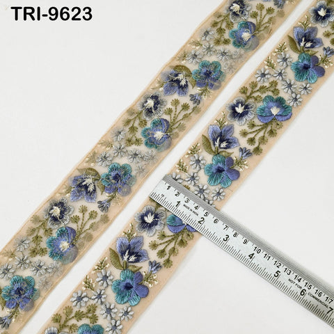 9 Yard Embroidery Ribbons Indian 5cm Trim DIY Crafting Hair Accessories Sari Border Wedding Sewing Dress Embroidered Embellishment Trimmings