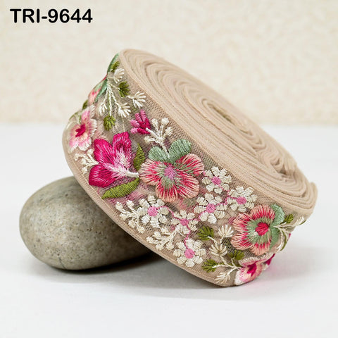 9 Yard Embroidery Ribbons Indian 5cm Trim DIY Crafting Hair Accessories Sari Border Wedding Sewing Dress Embroidered Embellishment Trimmings