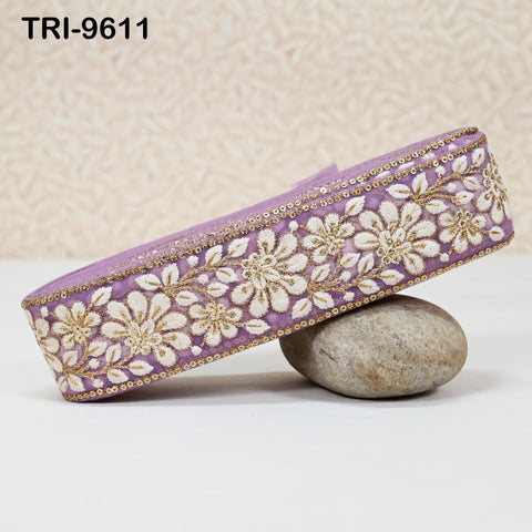 3 Yard Indian Embroidery Trim Embroidered Saree Ribbon Sari Embellishments Cushions Sewing Crafting Trimmings Curtains Headbands Border 5cm