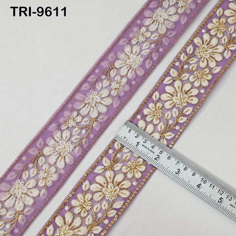 3 Yard Indian Embroidery Trim Embroidered Saree Ribbon Sari Embellishments Cushions Sewing Crafting Trimmings Curtains Headbands Border 5cm