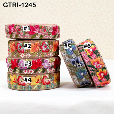 9 Yard Indian 4cm Embroidered Trim Embroidery Dress Embellishment Fabric Ribbon Trim Cushions DIY Crafting Sari Border Wedding Saree Sewing