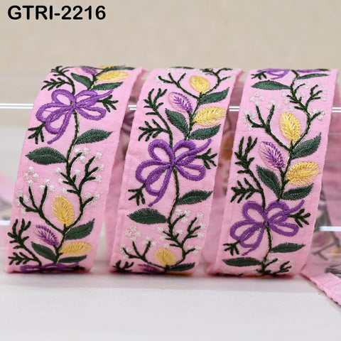 9 Yard Indian Embroidered Fabric 35 mm Trim Embellishment Saree Ribbons Tape Sewing Crafting Embroidery Border Wedding Costumes Accessories