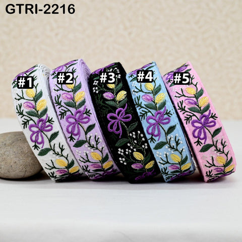 9 Yard Indian Embroidered Fabric 35 mm Trim Embellishment Saree Ribbons Tape Sewing Crafting Embroidery Border Wedding Costumes Accessories