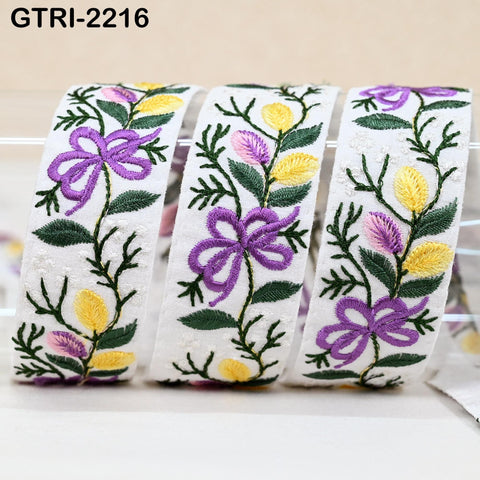 9 Yard Indian Embroidered Fabric 35 mm Trim Embellishment Saree Ribbons Tape Sewing Crafting Embroidery Border Wedding Costumes Accessories