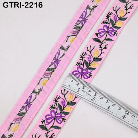 9 Yard Indian Embroidered Fabric 35 mm Trim Embellishment Saree Ribbons Tape Sewing Crafting Embroidery Border Wedding Costumes Accessories