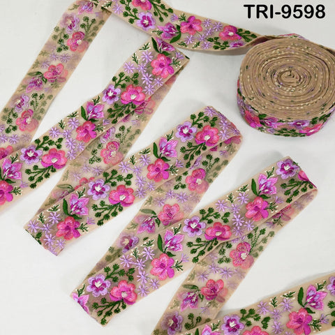 9 Yard Embroidery Ribbons Indian 5cm Trim DIY Crafting Hair Accessories Sari Border Wedding Sewing Dress Embroidered Embellishment Trimmings