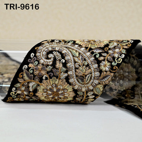 9 Yard Embroidery Ribbon Trim 10cm Saree Border DIY Crafting Sewing Throw Pillow Home Decor Embellishments Historic Costumes Junk Journals