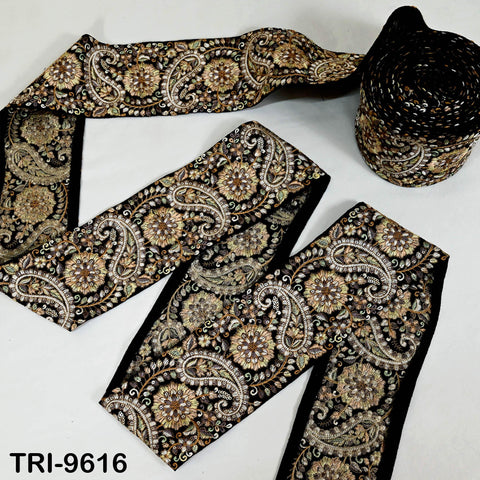 9 Yard Embroidery Ribbon Trim 10cm Saree Border DIY Crafting Sewing Throw Pillow Home Decor Embellishments Historic Costumes Junk Journals