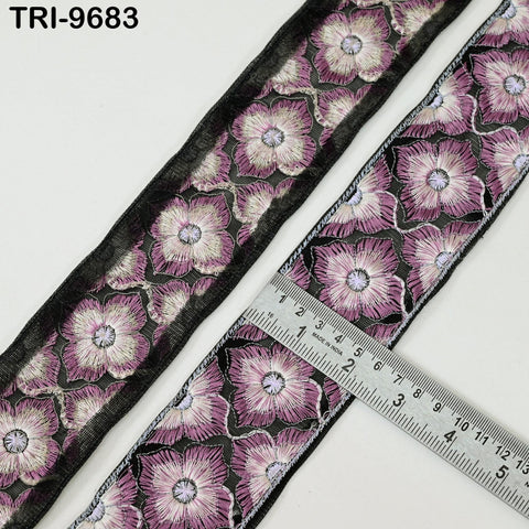 3 Yard Indian Embroidery Tulle Ribbon Trim Embellishment DIY Crafting Sewing Embroidered Sari Border Wedding Saree Tapes Dress 6 cm