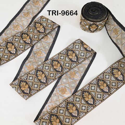 9 Yard Embroidered Fabric Trim Indian Embroidery Sari Border Crafting Saree Sewing Decorative Beach Bag Cushions Trimmings Ribbons Tape 9cm