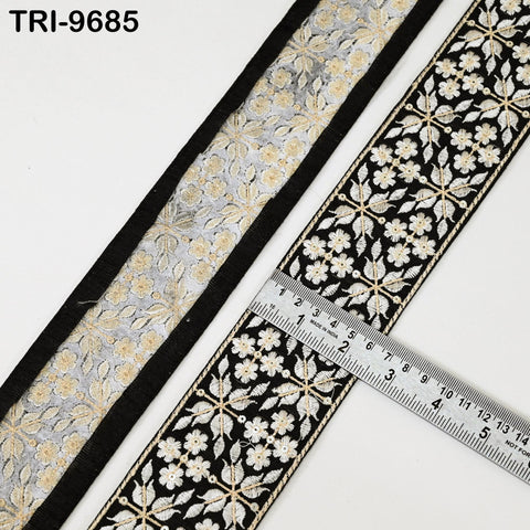 9 Yard Black Embroidery Ribbons 6cm Indian Sari Border Embroidered Crafting Sewing Tablecloth Lampshade Home Decor Costumes Trimming