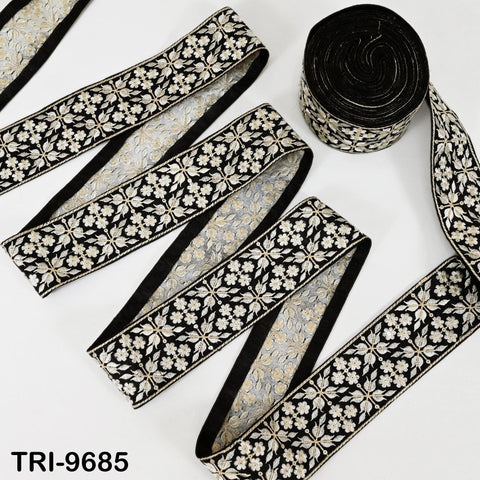 9 Yard Black Embroidery Ribbons 6cm Indian Sari Border Embroidered Crafting Sewing Tablecloth Lampshade Home Decor Costumes Trimming