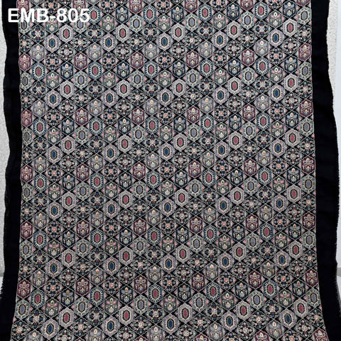 Black Embroidered Fabric by the yard Sewing Crafting Indian Embroidery Dresses Costumes Regency Reticules Victorian Handbags Junk Journals