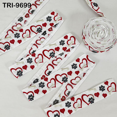 9 Yard White Embroidery Ribbon Trim Hearts Indian Sari Border DIY Crafting Sewing Bag Straps for Kids Junk Journals Pet Accessories 5cm