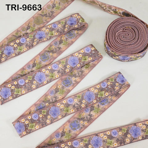 9 Yard Indian Embroidery Ribbon Sari Embellishments Embroidery 5cm Trims Saree Border Sewing DIY Crafting Trimmings Headbands Junk Journals