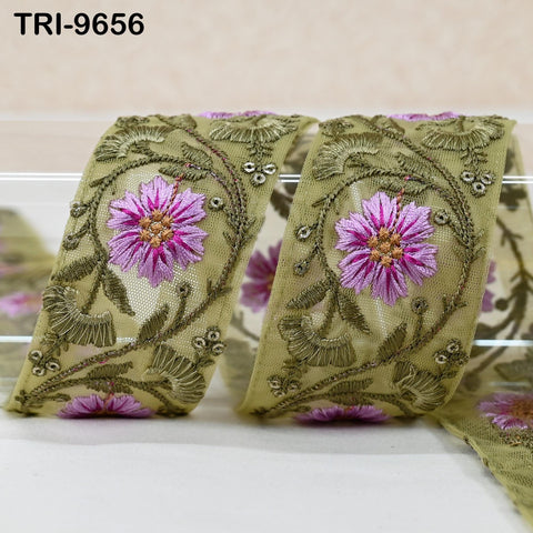 9 Yard Embroidery Ribbons Indian 5cm Trim DIY Crafting Hair Accessories Sari Border Wedding Sewing Dress Embroidered Embellishment Trimmings