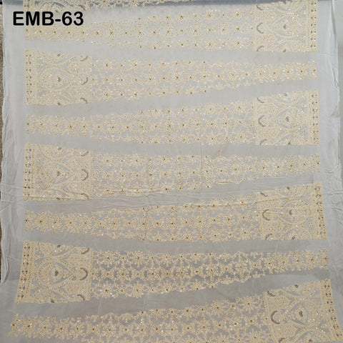 54" Dyeable Chikankari Lehenga Kali Indian Wedding Dress Georgette Sequin Crafting Sewing Costumes Sequined Embroidered Fabric