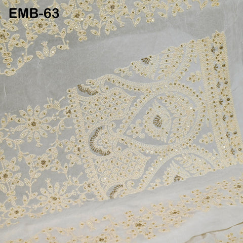 54" Dyeable Chikankari Lehenga Kali Indian Wedding Dress Georgette Sequin Crafting Sewing Costumes Sequined Embroidered Fabric