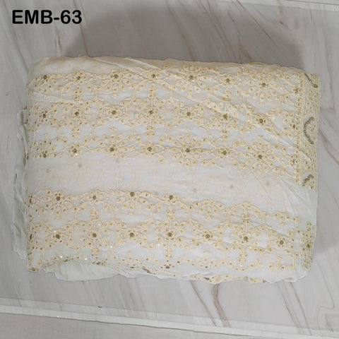 54" Dyeable Chikankari Lehenga Kali Indian Wedding Dress Georgette Sequin Crafting Sewing Costumes Sequined Embroidered Fabric