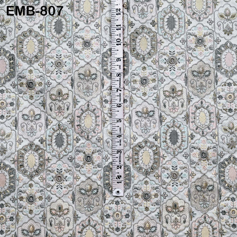 Off White Embroidered Fabric by the yard Sewing DIY Crafting Embroidery Dresses Costumes Regency Reticules Victorian Handbags Junk Journals