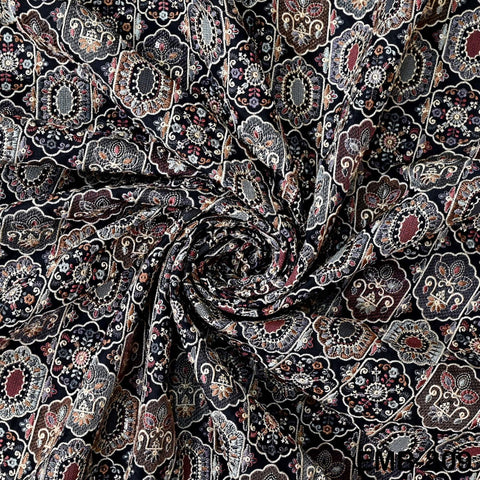 Embroidered Fabric by the yard Sewing Crafting Indian Embroidery Dresses Medieval Costumes Regency Reticules Victorian Handbags Junk Journal