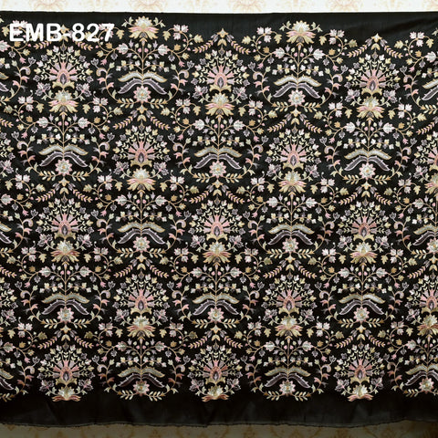 Embroidery Fabric by the yard Sewing Crafting Indian Embroidered Wedding Dress Costumes Victorian Handbags Marie Antoinette Junk Journals