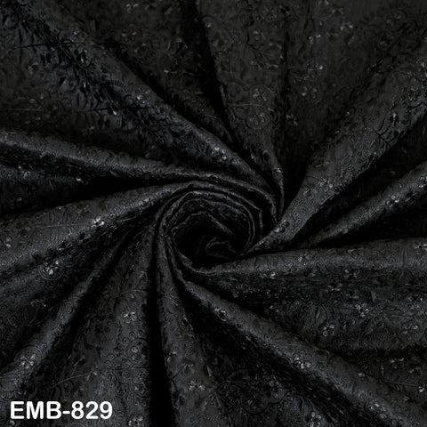 Black Embroidered Fabric by the yard Sewing DIY Crafting Indian Embroidery Wedding Dresses Historical Costumes Waistcoats Longline Jackets