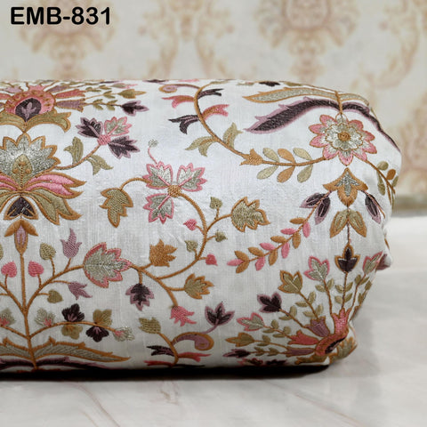 Indian Embroidery Fabric by the yard Sewing Crafting Embroidered Wedding Dress Costumes Victorian Handbags Marie Antoinette Junk Journals