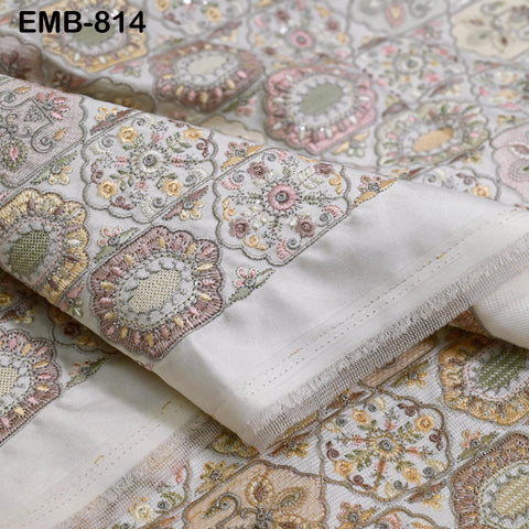 Off White Embroidery Fabric by the yard Sewing DIY Crafting Embroidered Textiles Costumes Regency Reticules Victorian Handbags Junk Journals