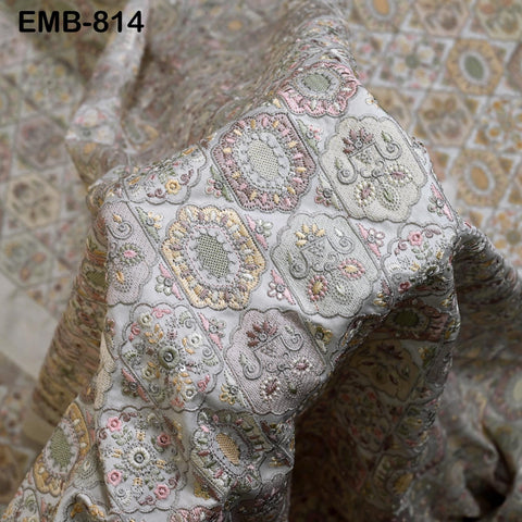 Off White Embroidery Fabric by the yard Sewing DIY Crafting Embroidered Textiles Costumes Regency Reticules Victorian Handbags Junk Journals