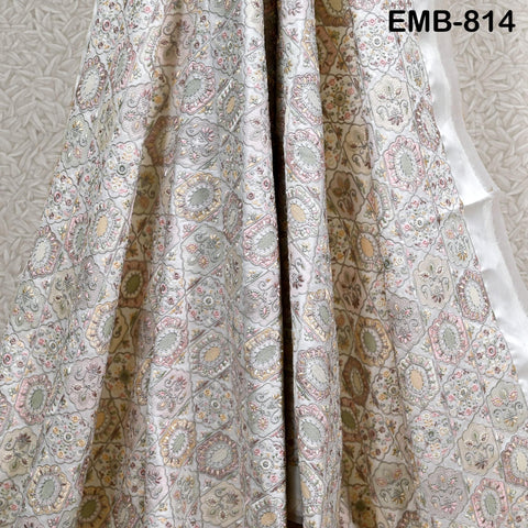 Off White Embroidery Fabric by the yard Sewing DIY Crafting Embroidered Textiles Costumes Regency Reticules Victorian Handbags Junk Journals