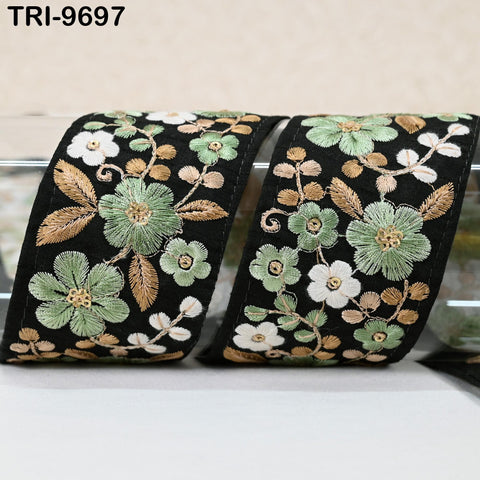 9 Yard Indian Embroidery Fabric 5cm Trim Embellishments DIY Crafting Sewing Saree Indian Sari Border Embroidered Ribbons Decorative Tapes