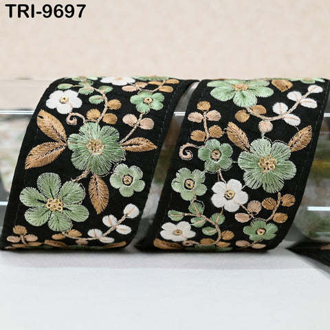 9 Yard Indian Embroidery Fabric 5cm Trim Embellishments DIY Crafting Sewing Saree Indian Sari Border Embroidered Ribbons Decorative Tapes