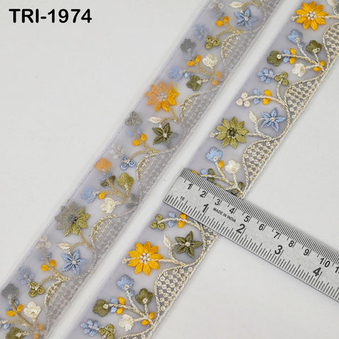 9 Yard Embroidery Ribbon Trim Indian Sewing Embellishment Embroidered Fabric Saree Trimmings Crafting Border Wedding Dress 4cm