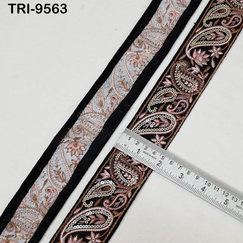 9 Yard Embroidery Trims Ribbons Black Paisley Indian Sari Border Embroidered Crafting Sew Costumes Tablecloth Lampshade Pets Accessories 5cm