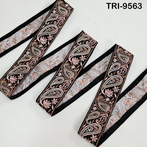 9 Yard Embroidery Trims Ribbons Black Paisley Indian Sari Border Embroidered Crafting Sew Costumes Tablecloth Lampshade Pets Accessories 5cm