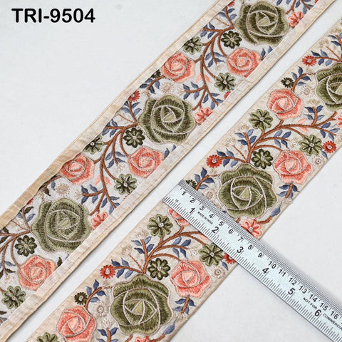 9 Yard Embroidery Ribbon Trim DIY Crafting Indian Embroidered Decorative Fabric Laces Sari Border Saree Sewing Curtain Home Decor 75mm