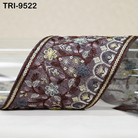 9 Yard Embroidery Ribbon Trim Saree Border DIY Crafting Sewing Throw Pillow Home Decor Embellishments Historic Costumes Junk Journals 9 cm