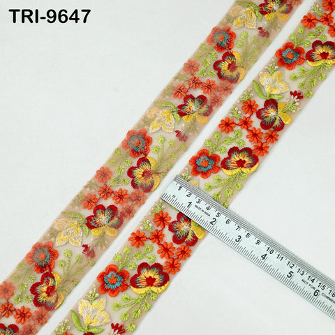 9 Yard Indian Decorative Embroidery Fabric Trim Embellishments DIY Crafting Sewing Saree Indian Sari Border Embroidered Ribbons Tapes 5cm