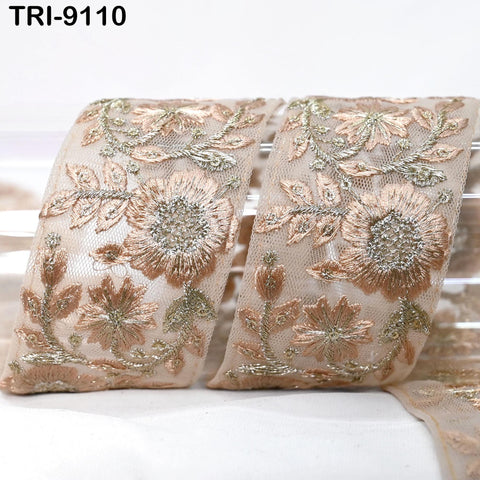 3 Yard Indian Embroidery Ribbon Sari Embellishments Embroidery Trims Saree Border Sewing DIY Crafting Trimmings Headbands Junk Journals 5cm