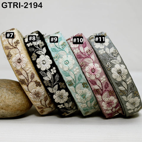 9 Yard 25 mm Embroidery Ribbon for Kids Crafting Sewing Costumes Dog Collar Tote Bags, Lampshades, Holidays Decor Embroidered Embellishment