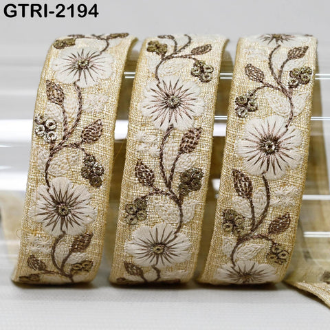 9 Yard 25 mm Embroidery Ribbon for Kids Crafting Sewing Costumes Dog Collar Tote Bags, Lampshades, Holidays Decor Embroidered Embellishment