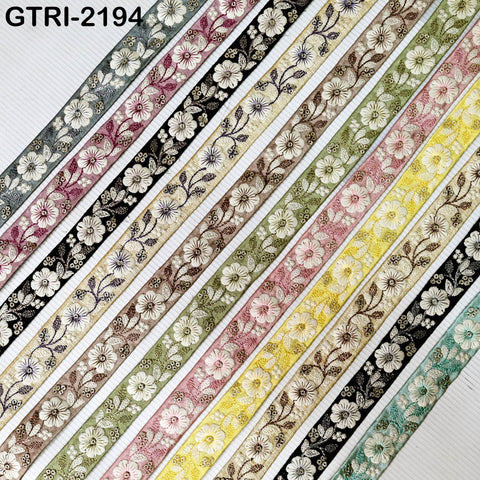 9 Yard 25 mm Embroidery Ribbon for Kids Crafting Sewing Costumes Dog Collar Tote Bags, Lampshades, Holidays Decor Embroidered Embellishment