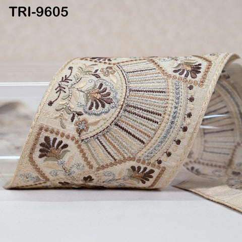 9 Yard Embroidered Fabric Trim Indian Embroidery Sari Border Crafting Saree Sewing Decorative Beach Bag Cushions Trimmings Ribbons Tape 9cm