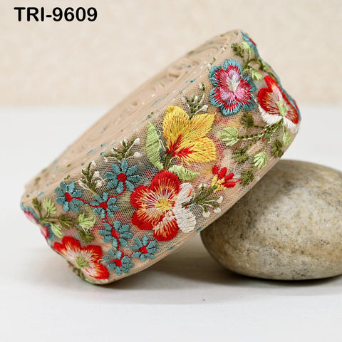 9 Yard Embroidery Ribbons Indian 5cm Trim DIY Crafting Hair Accessories Sari Border Wedding Sewing Dress Embroidered Embellishment Trimmings